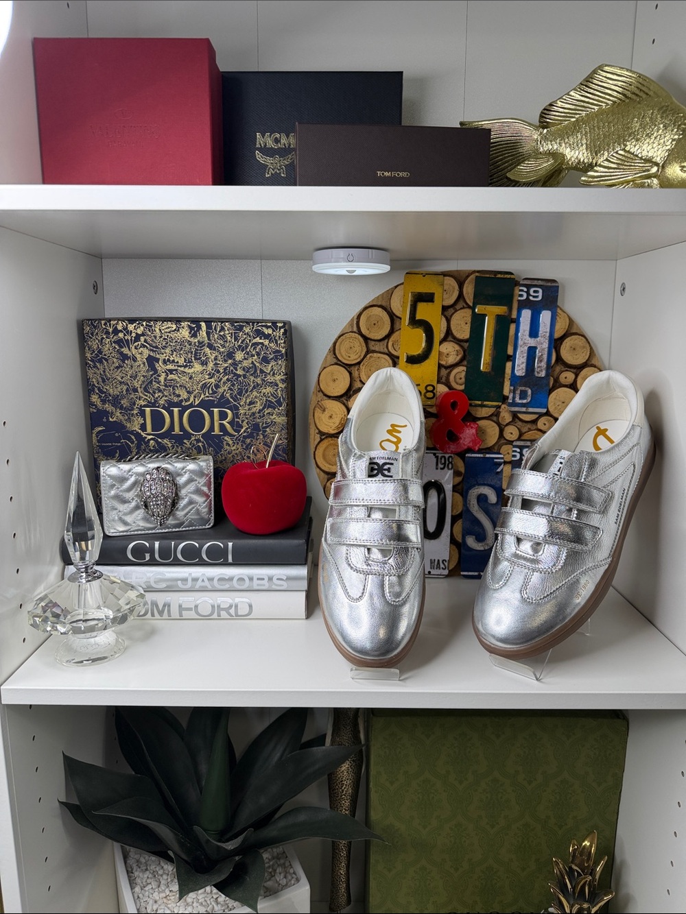 Sam Edelman Talia Metallic Silver Velcro Sneakers